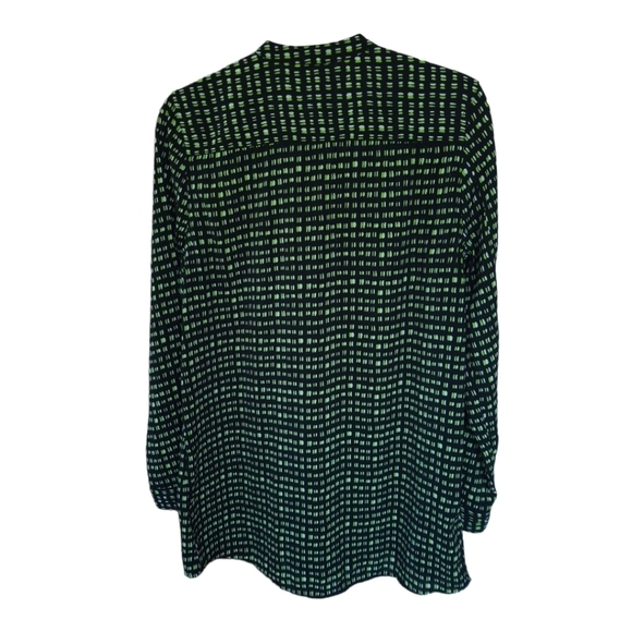 CASLON Woman's Sz M Long Sleeve Quarter Button Down Tunic Green & Black - Picture 2 of 9